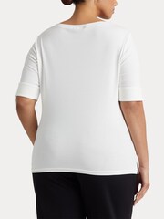 Biały - Bawełniany top Lauren Ralph Lauren ze stretchem i dekoltem w łódkę - Image 6 of 9