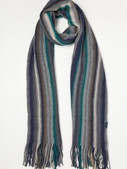 FatFace Green Multi Stripe Scarf - Image 1 of 2