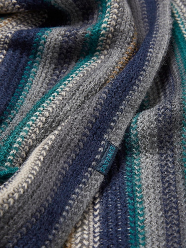 FatFace Green Multi Stripe Scarf - Image 2 of 2