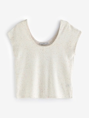 Ecru Cream Scoop Neck Knitted Short Sleeve T-Shirt - Image 5 of 6