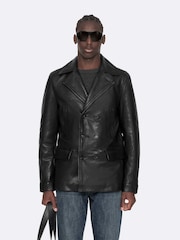 AllSaints Black Tilson Peacoat Jacket - Image 1 of 8