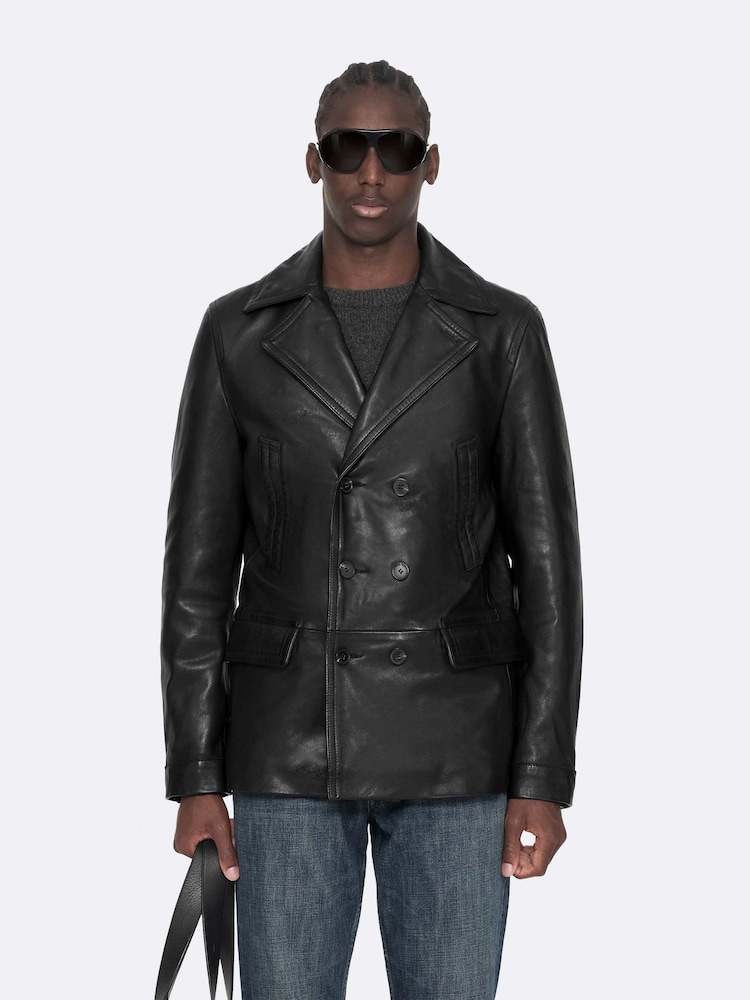 AllSaints Black Tilson Peacoat Jacket - Image 1 of 8 AllSaints Black Tilson Peacoat Jacket - Image 1 of 8