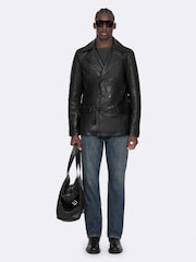 AllSaints Black Tilson Peacoat Jacket - Image 3 of 8