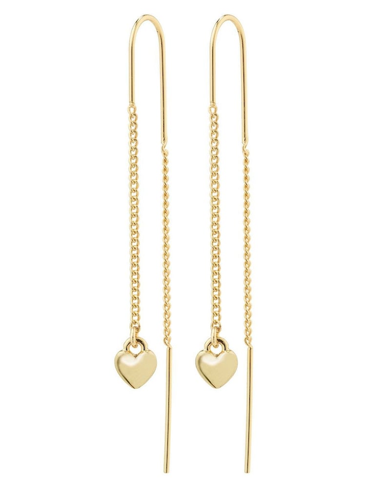 PILGRIM Gold Plated Afroditte Heart Chain Earrings - Image 1 of 3