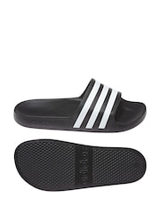 adidas Black/White Sportswear Adilette Aqua Slides - Image 2 of 9