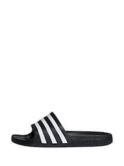adidas Black/White Sportswear Adilette Aqua Slides - Image 3 of 9