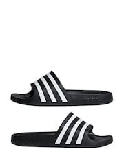 adidas Black/White Sportswear Adilette Aqua Slides - Image 4 of 9