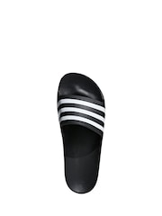 adidas Black/White Sportswear Adilette Aqua Slides - Image 6 of 9