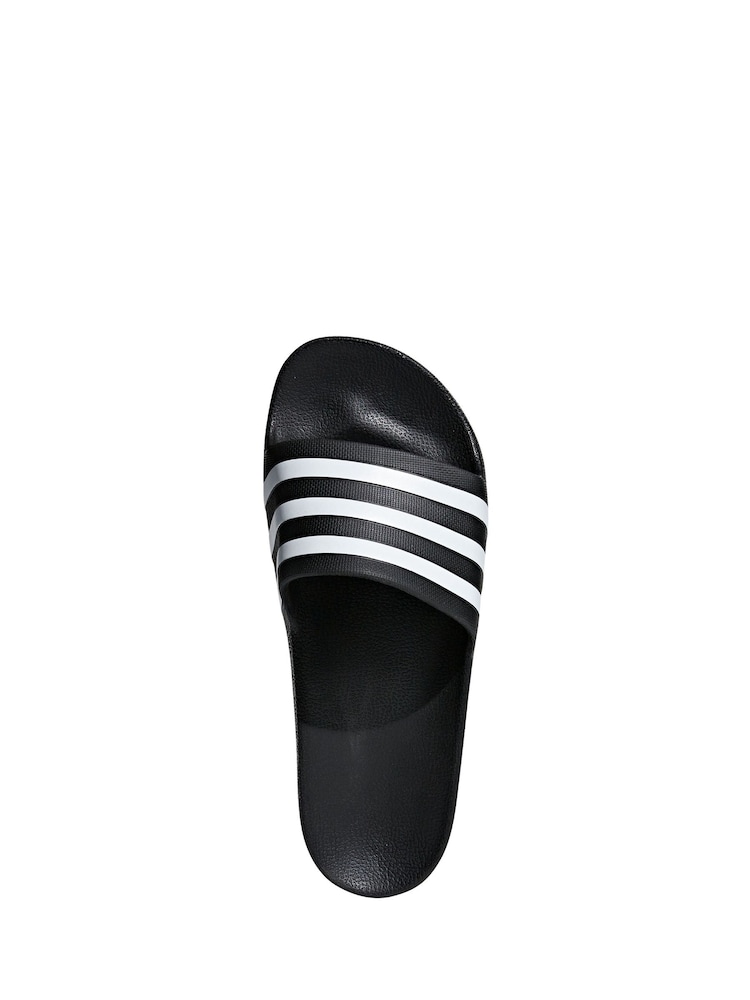 adidas Black/White Sportswear Adilette Aqua Slides - Image 6 of 9