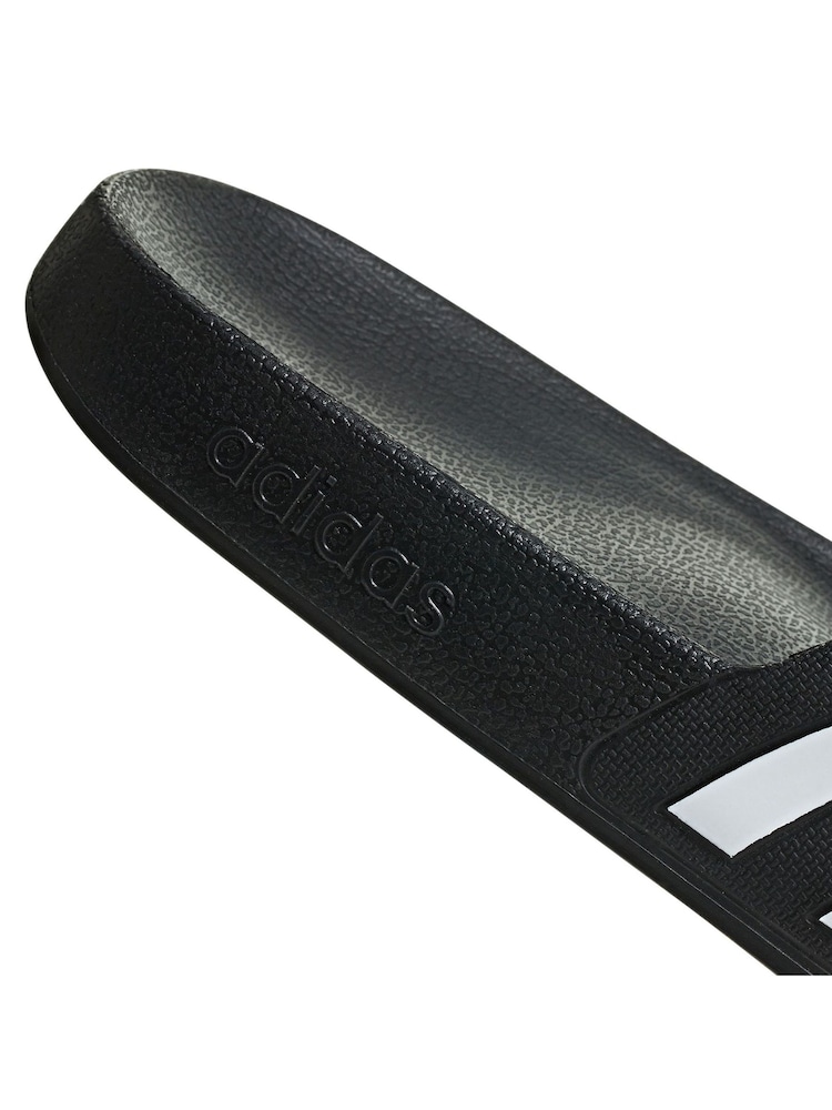 adidas Black/White Sportswear Adilette Aqua Slides - Image 8 of 9
