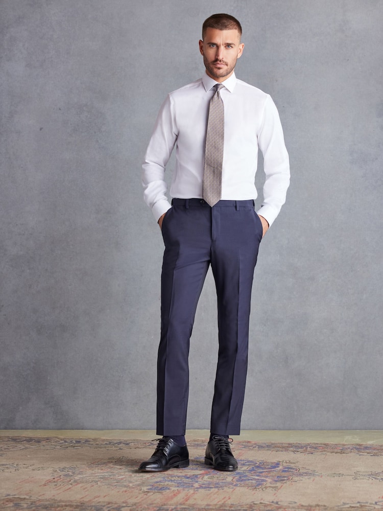 Navy Blue Slim Signature Tollegno Wool Suit: Trousers - Image 3 of 9