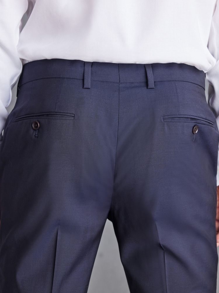 Navy Blue Slim Signature Tollegno Wool Suit: Trousers - Image 7 of 9