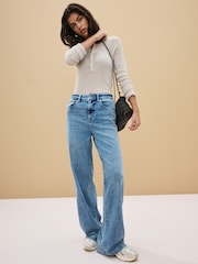 Neutral Sheer Gem Button Knitted Top - Image 2 of 6