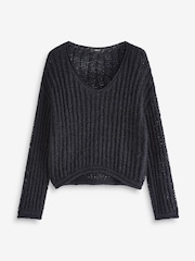 Black Open Stitch Knitted Top - Image 5 of 6