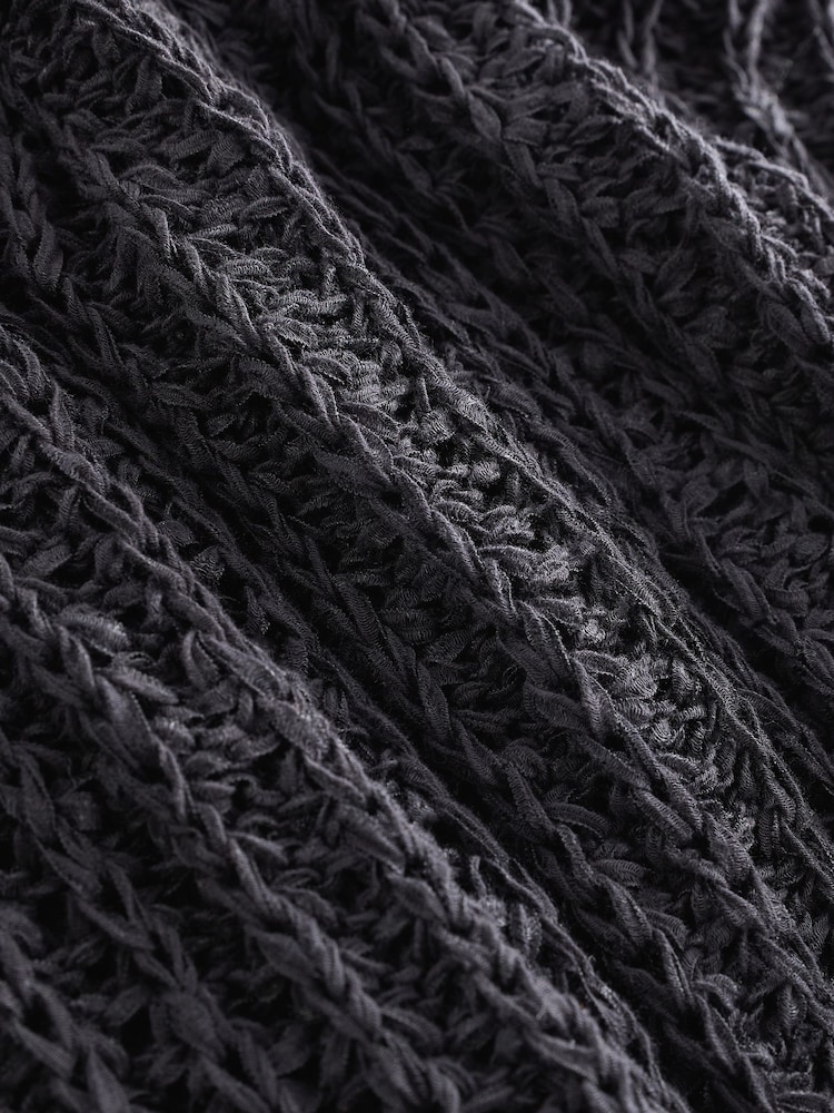 Black Open Stitch Knitted Top - Image 6 of 6
