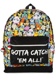 Vanilla Underground Black Pokemon Unisex Kids Multi Character Print And Gotta Catch Em All Backpack - Image 1 of 3