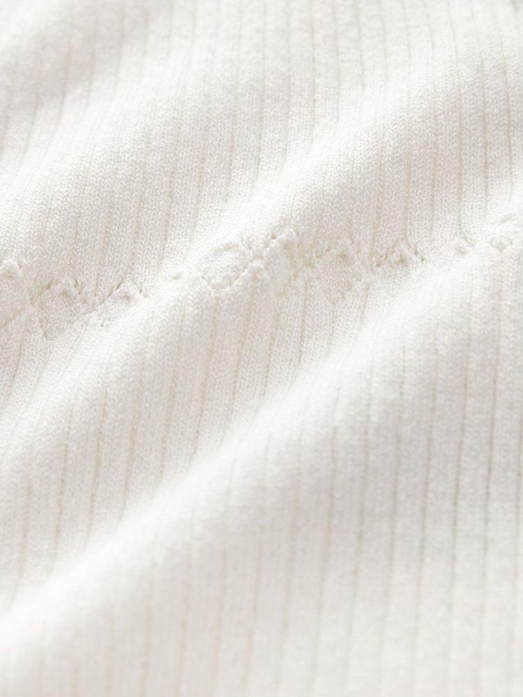 Ecru White Knitted Pearl Button Top - Image 7 of 7