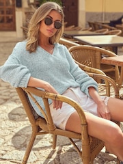 Chambray Blue Knitted Hoodie - Image 2 of 6