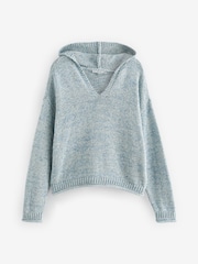 Chambray Blue Knitted Hoodie - Image 5 of 6
