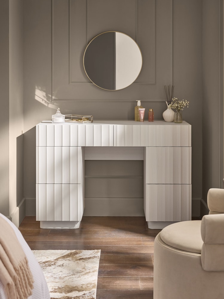 White Kendal Oak Effect Console Dressing Table - Image 2 of 9