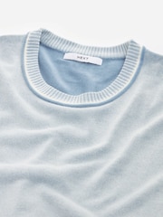 Chambray Blue Knitted Crew Neck Short Sleeve Top - Image 6 of 7