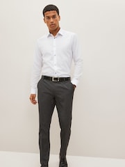 White Slim Fit Trimmed Easy Care Double Cuff Shirt - Image 2 of 7