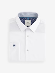 White Slim Fit Trimmed Easy Care Double Cuff Shirt - Image 5 of 7