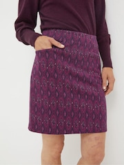 FatFace Purple Jennie Ikat Geo Jersey Skirt - Image 1 of 2
