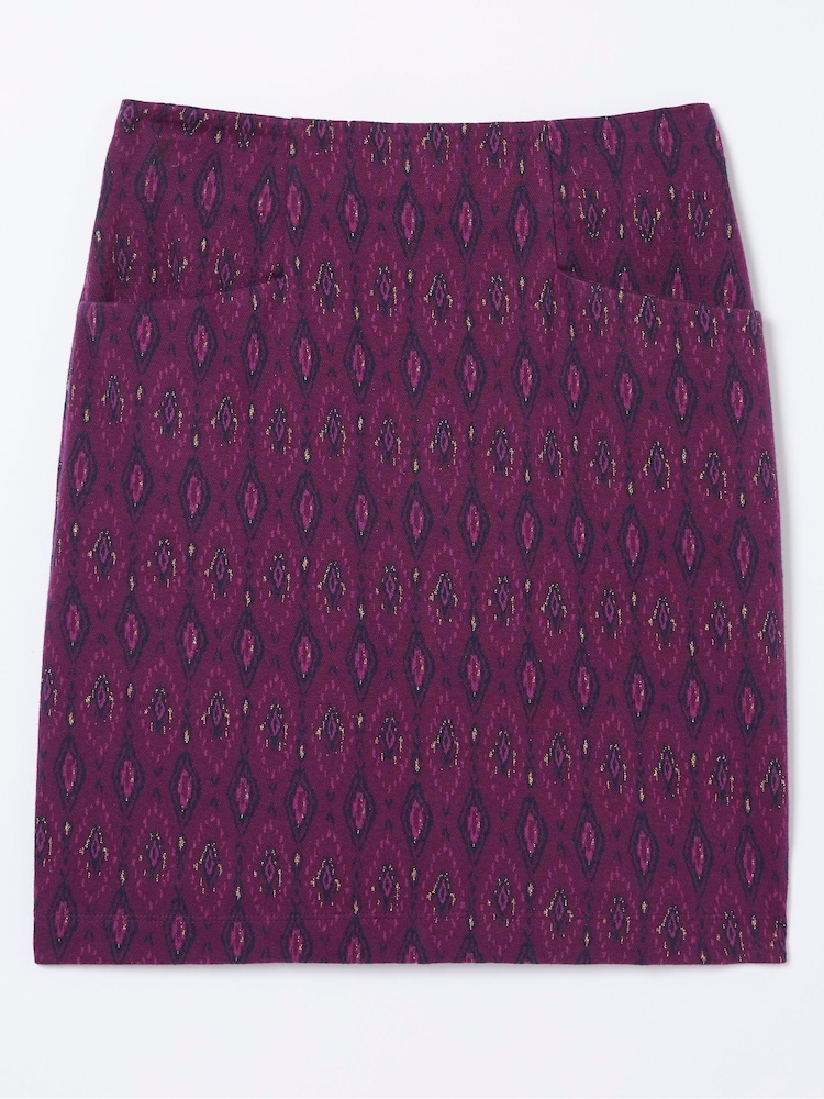 FatFace Purple Jennie Ikat Geo Jersey Skirt - Image 2 of 2