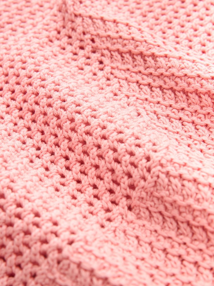 Pink V-Neck Stitch Detail Star 100% Cotton Jumper - Image 8 of 8