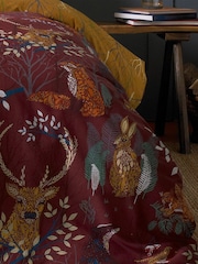 furn. Red Forest Fauna Printed Woodland Reversible Duvet Cover And Pillowcase Set - Image 2 of 2