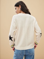 Ecru Star Long Sleeve Knitted Jumper - Image 3 of 6