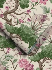 Woodchip & Magnolia Cream Crane Bird Wallpaper - Image 2 of 4