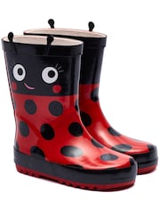 Harry Bear Purple Ladybird Printed Wellies - Image 1 of 5