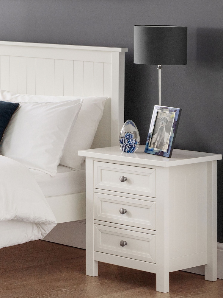 Julian Bowen Surf White Maine 3 Drawer Bedside Table - Image 1 of 5