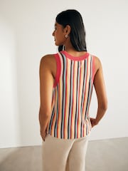 Pink Multi Stripe Linen Blend Vest - Image 4 of 7