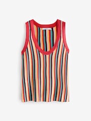 Pink Multi Stripe Linen Blend Vest - Image 6 of 7