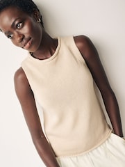 Neutral 100% Cotton Roll Edge Tank - Image 1 of 6