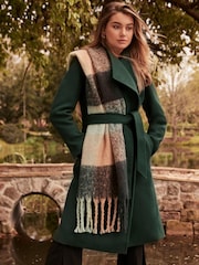 Forever New Green Bridget Funnel Neck Coat - Image 4 of 5