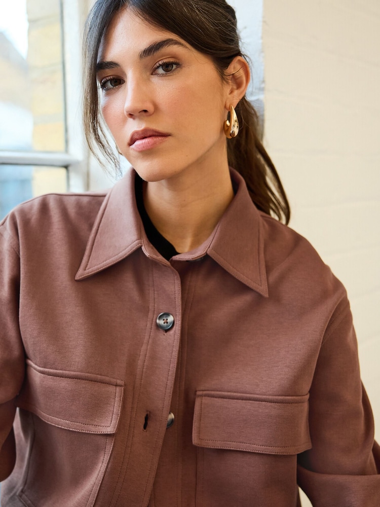 Buy Chocolate Tan Brown Lightweight Utility Button Front Smart