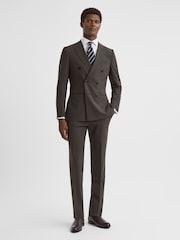 Reiss Chocolate Roll Slim Fit Wool Blend Side Adjuster Trousers - Image 3 of 5