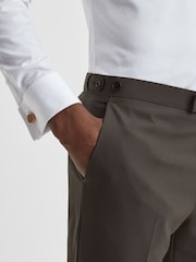 Reiss Chocolate Roll Slim Fit Wool Blend Side Adjuster Trousers - Image 4 of 5