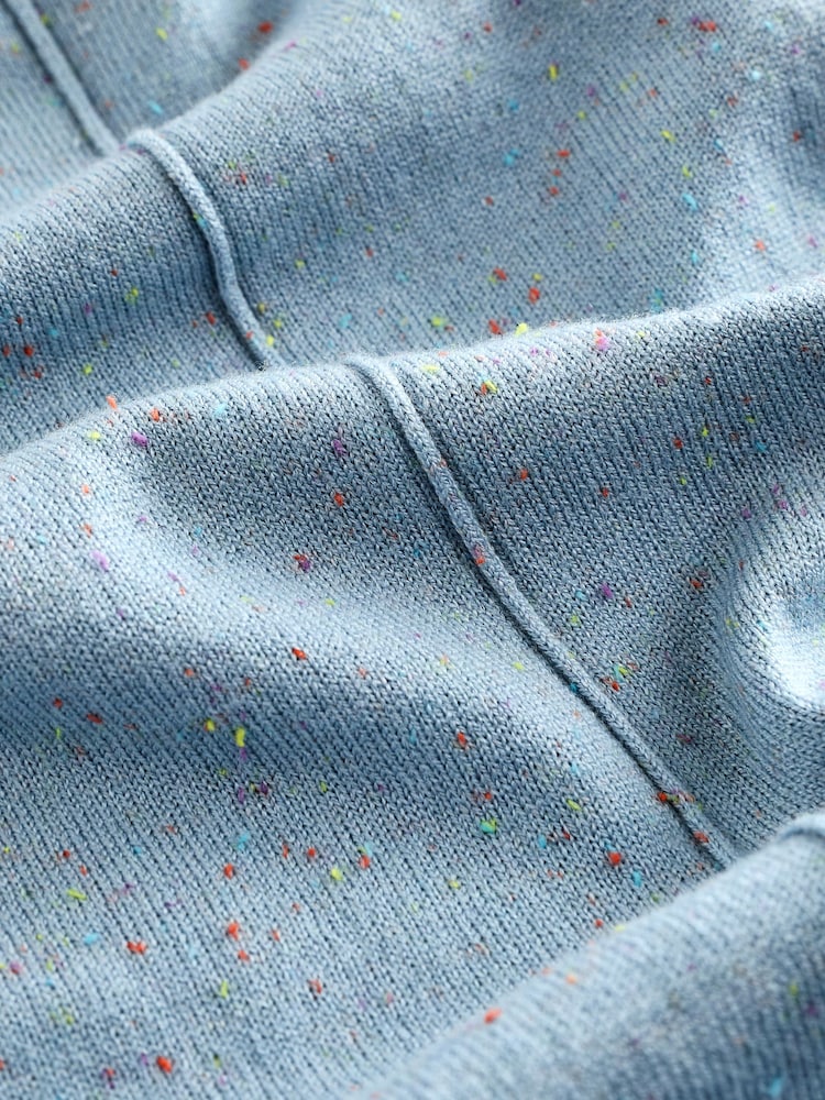 Chambray Blue Scoop Neck Knitted Short Sleeve T-Shirt - Image 6 of 6