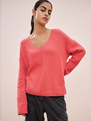 Pink Knitted V-neck Jumper - Image 1 of 7