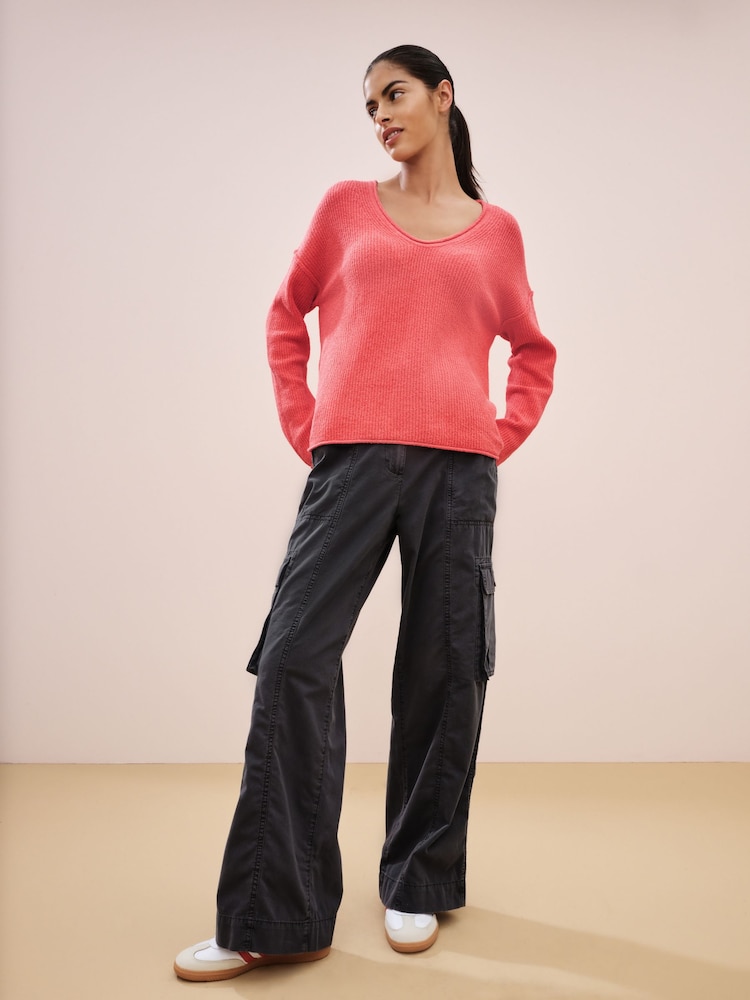 Pink Knitted V-neck Jumper - Image 2 of 7