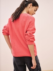 Pink Knitted V-neck Jumper - Image 3 of 7