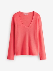 Pink Knitted V-neck Jumper - Image 6 of 7