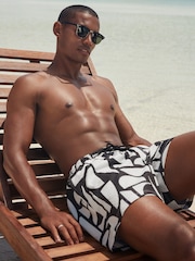 Black on White Seersucker Premium Swim Shorts - Image 3 of 12