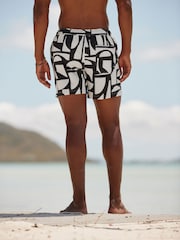 Black on White Seersucker Premium Swim Shorts - Image 5 of 12