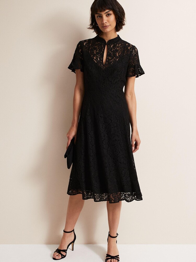 Phase Eight Black Rimsha Black Lace Midi Dress - Image 1 of 6